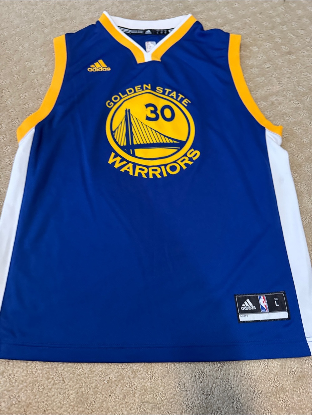 adidas Warriors #30 Basketball Jersey in Blue and Yellow curry